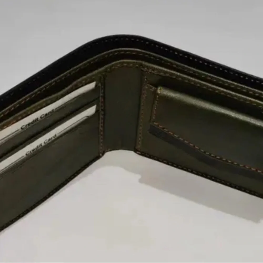 Wallet Men’s Casual Black Genuine Leather Wallet (3 Card Slots) BLACK​